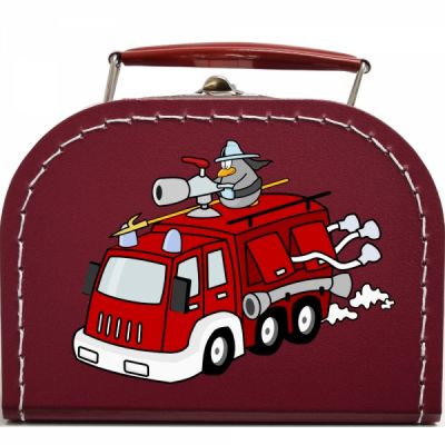 Pappkoffer mit Lustiger Feuerwehr - Geschenkverpackung - Kindergeschenk