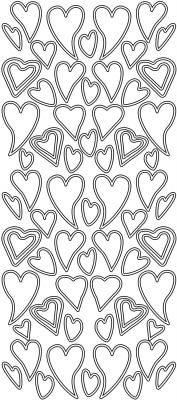 Sticker - Konturensticker - verschiedene Herzen in silber