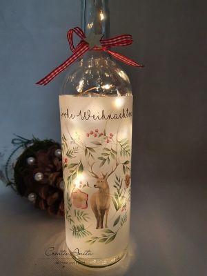 Dekoflasche -Hirsch- zu Weihnachten - mit Licht