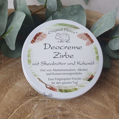 Deocreme -ZIRBE- mit Sheabutter und Kokosöl, 40 g