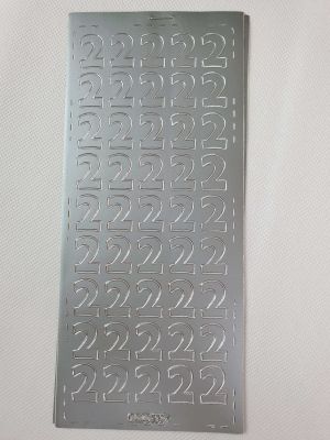 Sticker Ziersticker Schriftsticker *2* ZAHL silber XL