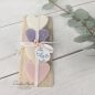 Preview: Geschenk Seifen-Herzen aus Schafmilch auf Holz - PASTELL