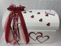 Preview: Briefbox - Geschenktruhe Open Hearts zur Hochzeit - Bordeaux mit Silberherzen