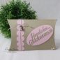 Preview: Geschenkverpackung -Pillowbox- Taupe-Altrosa mit Bordüre