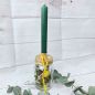 Preview: Kerzenständer - Glasflasche befüllt mit Trockenblumen Gold-Grün-Gelb
