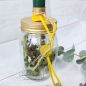 Preview: Kerzenständer - Glasflasche befüllt mit Trockenblumen Gold-Grün-Gelb