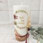 Preview: Hochzeitskerze mit echtem Holz und mit/ohne Teelichteinsatz, Blumen Gold-Bordeaux
