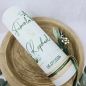 Preview: Hochzeitskerze Rustik weiß - Floral Schreibschrift grün-gold, mit/ohne Teelichteinsatz