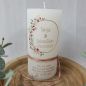 Preview: Hochzeitskerze Rustik weiß - zarte Blümchen altrosa-bordeaux