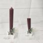 Preview: Stabkerzenhalter in Sternform mit Rillenoptik - Eukalypthus und Schleierkraut dekoriert -bordeaux-
