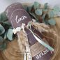 Preview: Taufkerze Rustikkerze -Boho-Stil- Junge Silber-Mint mit Pampasgras