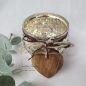 Preview: Windlicht aus Glas mit Holz Herz Anhänger silber