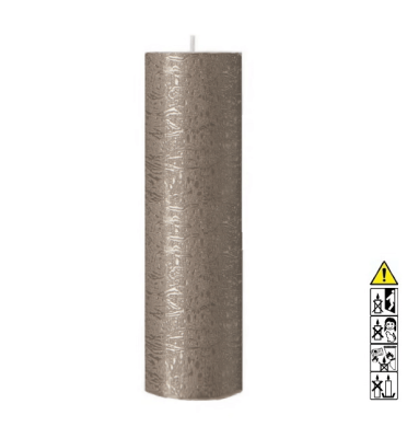 Preview: Rustikkerze TAUPE mit/ohne Teelichteinsatz 250x80 mm