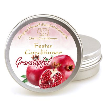 Fester Conditioner 58g, Granatapfel mit biologischer Schafmilch verpackt in praktischer Dose