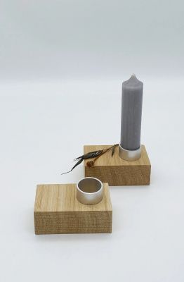 Kerzenhalter Holz Eiche mit Einsatz