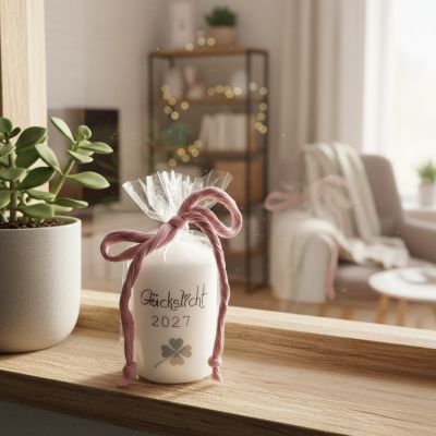 Preview: Geschenkkerze - Kerze zu Neujahr, Silvester, Tischdekoration 