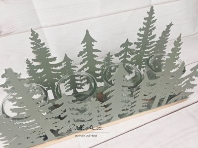 Wald grün - Adventsgesteck mit Gläser