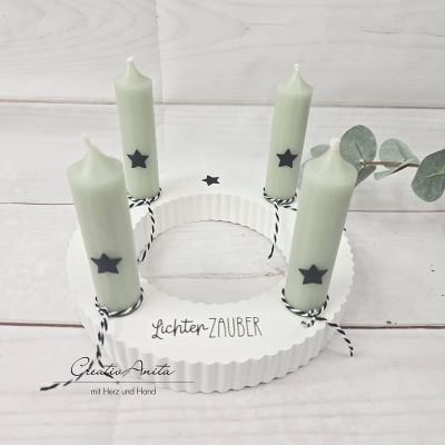 Adventskranz - handgegossen mit Kerzen - fix & fertig