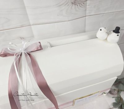 Preview: Briefbox - Geschenktruhe - Edle Röschen - Altrosa-Gold