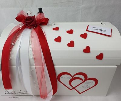 Briefbox - Geschenktruhe Open Hearts zur Hochzeit - Rot