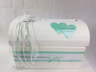Briefbox - Geschenktruhe mit Rose zur Hochzeit - Mint