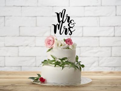 Cake Topper - Mr & Mrs schwarz