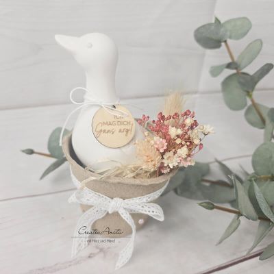 Schale befüllt mit einer Gans - Gänseliebhaber - liebevoll dekoriert