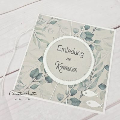 Preview: Einladungskarte Einladung zur Kommunion, Konfirmation, Taufe - EUKALYPTHUS