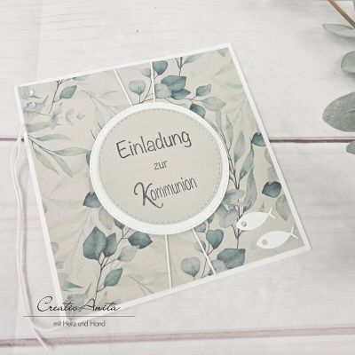 Einladungskarte Einladung zur Kommunion, Konfirmation, Taufe - EUKALYPTHUS