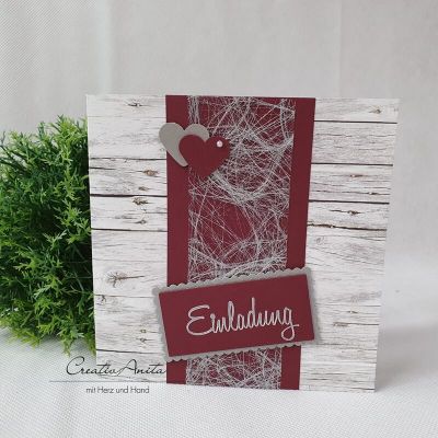 Einladungskarte Shabby Lila-Bordeaux