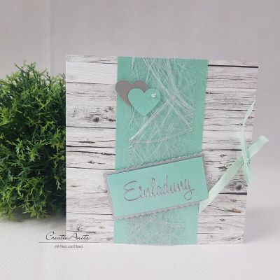 Einladungskarte Shabby Mint