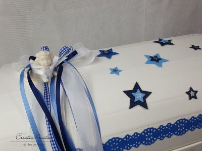 Erinnerungsbox - Geschenktruhe zur Geburt mit Sternen - BLAU