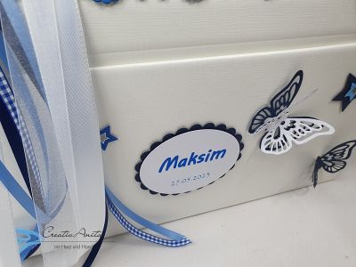 Erinnerungsbox - Geschenktruhe zur Geburt mit Sternen - BLAU