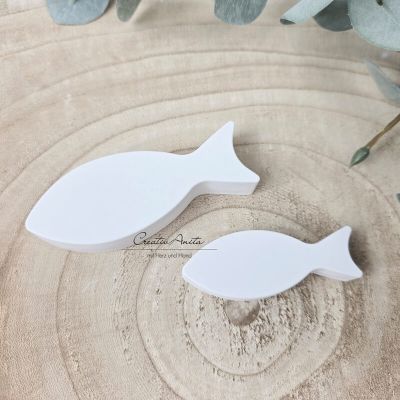 Set Fische 2-tlg. Beton weiß - lang