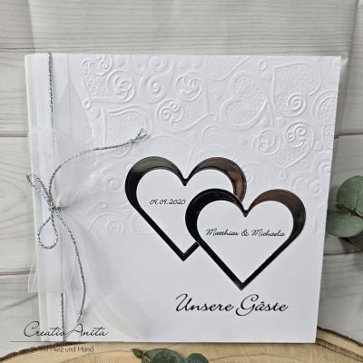 Gästebuch Hearts Silber
