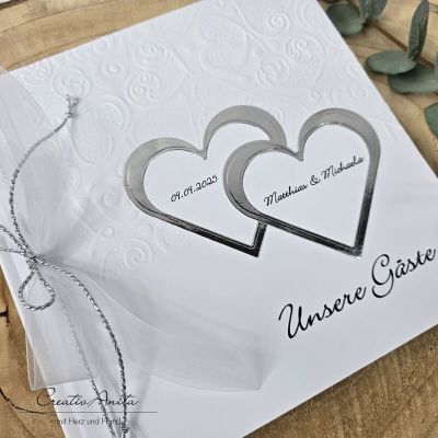 Gästebuch Hearts Silber