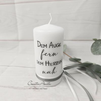 Gedenkkerze - Trauerkerze - Erinnerungskerze -Dem Auge fern, dem Herzen nah-