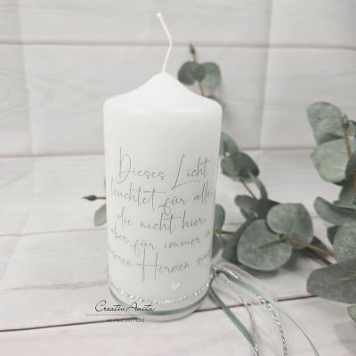 Gedenkkerze - Trauerkerze - Erinnerungskerze - Hochzeit Midi -Dieses Licht- eukalypthus-silber