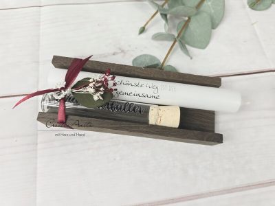 Kerze mit Reagenzglas Wunscherfüller -Der schönste Weg ist der gemeinsame- Dekoriert - Hochzeitsgeschenk