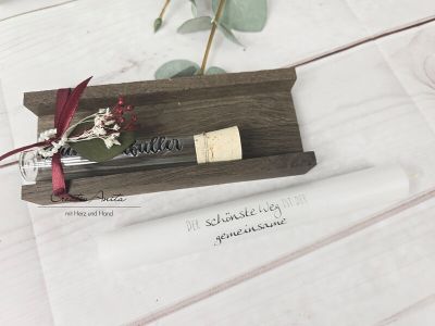 Preview: Kerze mit Reagenzglas Wunscherfüller -Der schönste Weg ist der gemeinsame- Dekoriert - Hochzeitsgeschenk