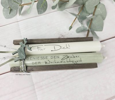 Weihnachtsgeschenk Kerzen - Stabkerzen mit Spruch -Für Dich Geniesse den Zauber der Weihnachtszeit-