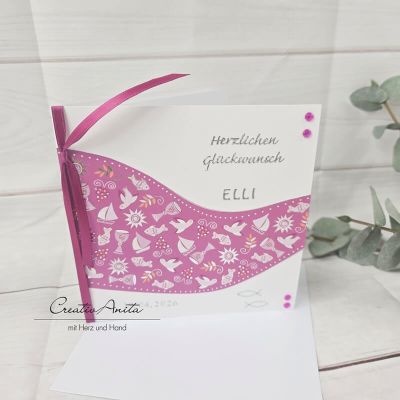 Geschenkverpackung & Glückwunschkarte -Truhe- Kommunion, Konfirmation - Farbe wahlweise