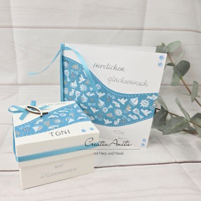 Geschenkverpackung & Glückwunschkarte -Box- Kommunion, Konfirmation - Farbe wahlweise