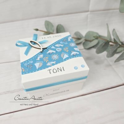 Geschenkverpackung & Glückwunschkarte -Box- Kommunion, Konfirmation - Farbe wahlweise