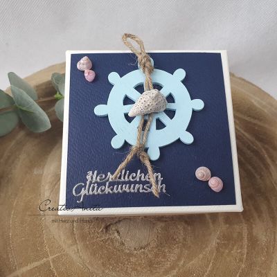 Geschenkschachtel - Geldgeschenkverpackung Maritim - Steuerrad