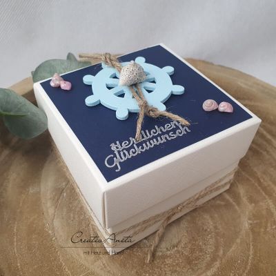 Geschenkschachtel - Geldgeschenkverpackung Maritim - Steuerrad