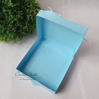 Geschenkverpackung Pizzabox Blau - Fische