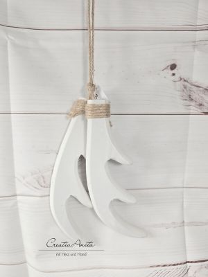 Anhänger Geweih Holz in weiß