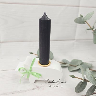 Glücksschwein mit Kerze -black-
