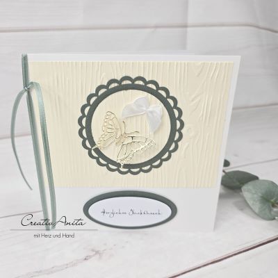 Glückwunschkarte zum Geburtstag in Holzoptik Creme-Weiß